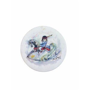 Vintage De Grazia Western Art Ceramic Coasters Set Of 3 Round 1977 Design Signed